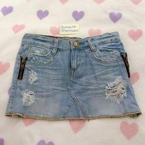 Cecil McBee | Distressed Denim Mini Skirt